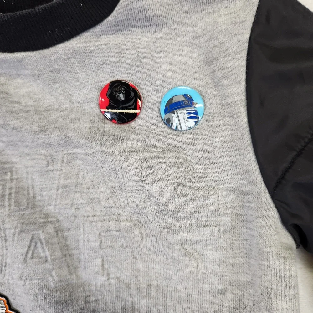 Disney Store Star Wars Kids Sweatshirt Grey‎ Black Quilted Puffer Sleeve Size 3